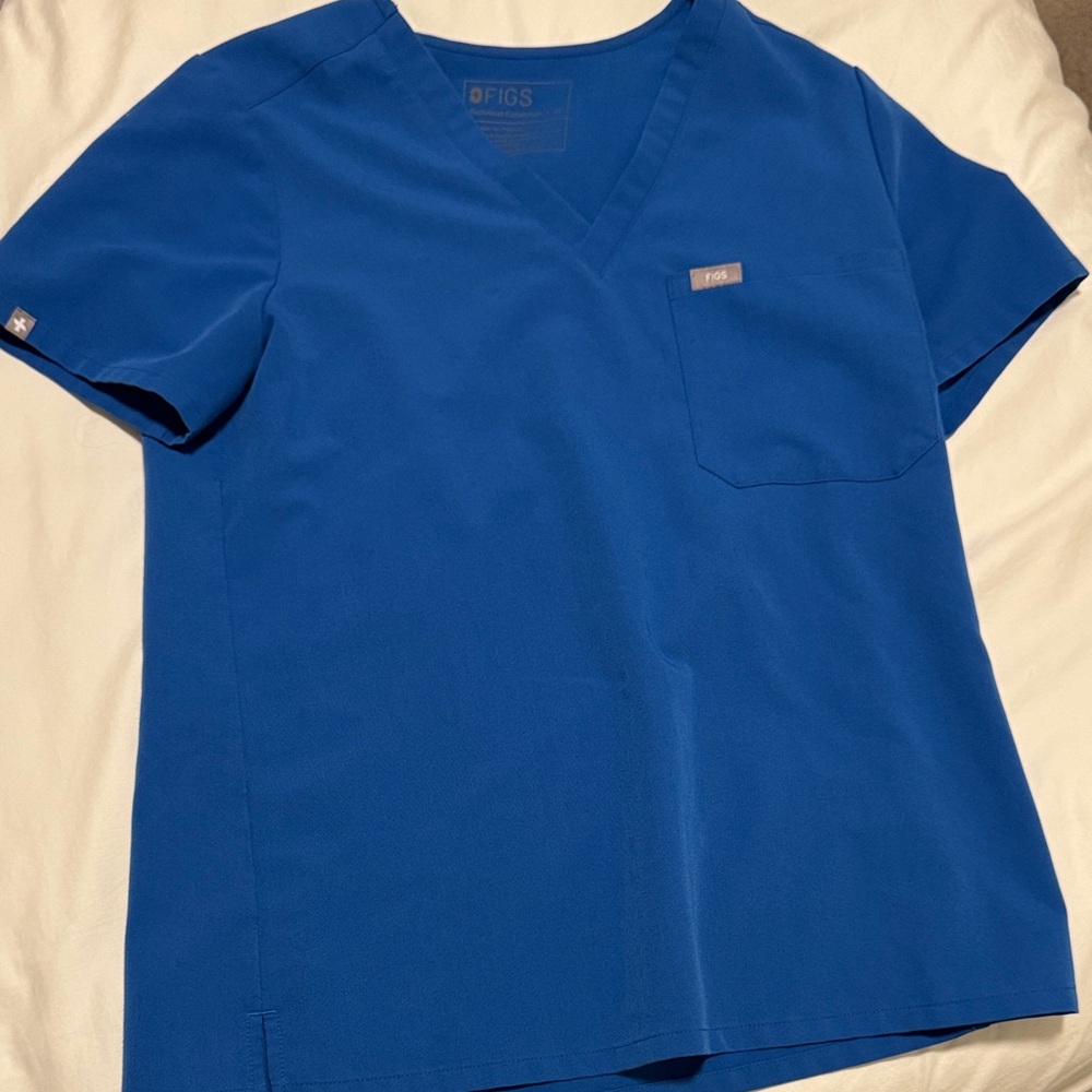 Figs Royal Blue V-Neck Medical Scrub Top
